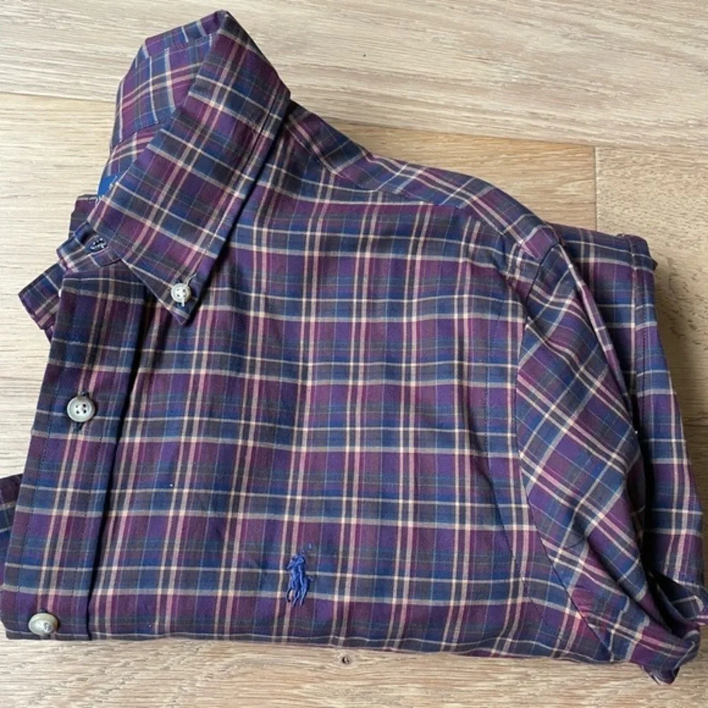 Polo by Ralph Lauren Men's Plaid Shirt - Purple and Blue
